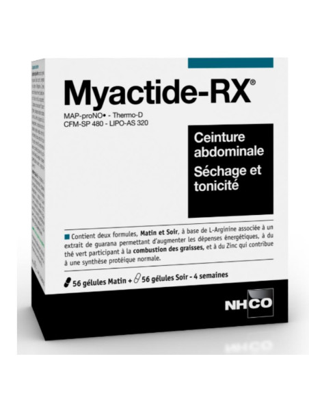 NHCO Myactide-RX Ceinture abdominale Séchage et Tonicité 56 Gélules Matin + 56 Gélules Soir