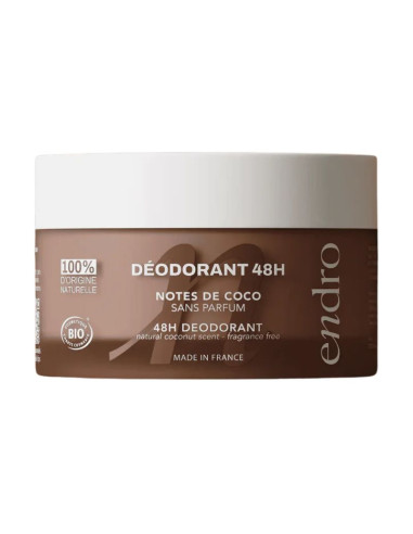 Endro Déodorant 48h Notes de Coco sans parfum. 50g