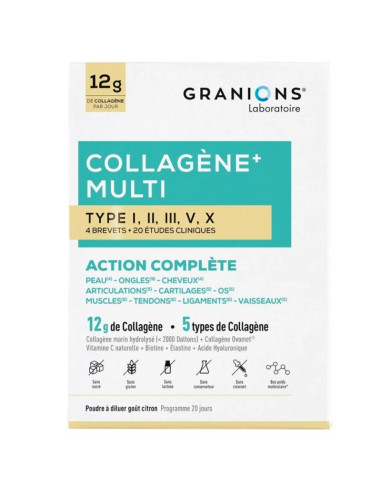 Granions Collagène Multi Type I, II, III, V, X. Poudre 260g