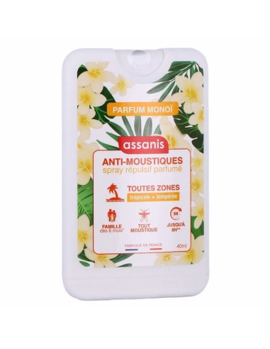 Assanis Anti-moustiques. Spray 40ml. Parfum Monoï