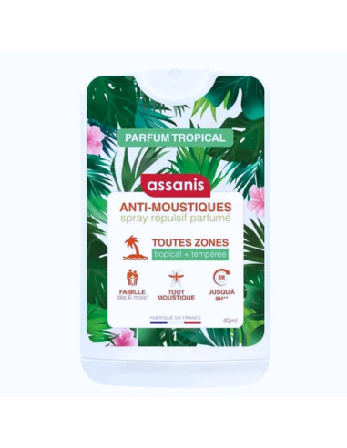 Assanis Anti-moustiques. Spray 40ml. Parfum Tropical