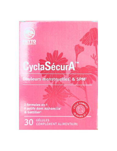 CyclaSécurA Douleurs Menstruelles et SPM. 30 gélules