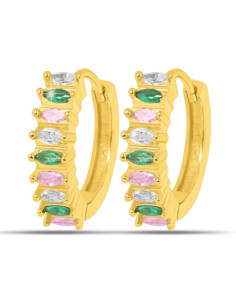 Jewels Boucles d'oreilles Créoles zircon multicolore Hypoallergéniques. x1 paire
