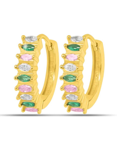 Jewels Boucles d'oreilles Créoles zircon multicolore Hypoallergéniques. x1 paire