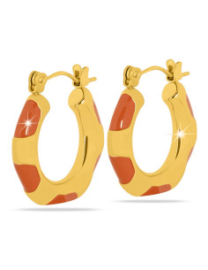 Jewels Boucles d'oreilles Créoles Dorées et orange Hypoallergénique. x1 paire