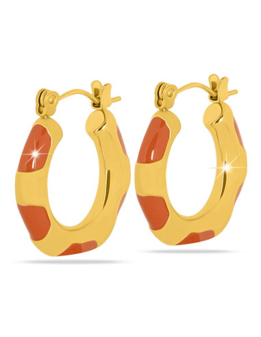 Jewels Boucles d'oreilles Créoles Dorées et orange Hypoallergénique. x1 paire