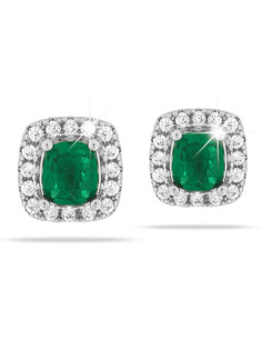 Jewels Boucles d'oreilles Pierre carrée verte Hypoallergénique. x1 paire