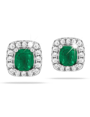 Jewels Boucles d'oreilles Pierre carrée verte Hypoallergénique. x1 paire