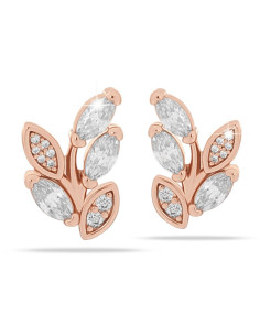 Jewels Boucles d'oreilles Feuilles or rose et zirconium Hypoallergénique. x1 paire