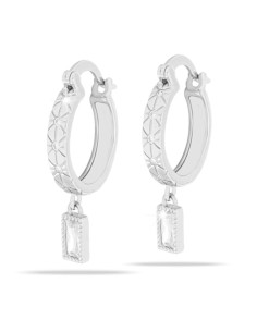 Jewels Boucles d'oreilles Créoles Argentées avec pendentif Hypoallergénique. x1 paire