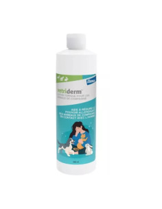 flacon blanc avec étiquette bleu dame avec animaux dessus