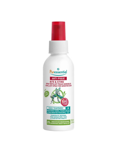 Puressentiel Anti-pique Spray Répulsif Peaux Sensibles.100ml