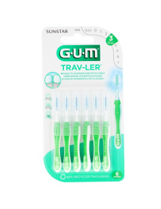 Gum Travler Brossette inter-dentaire de voyage 1.1mm. x6 - vert
