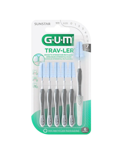 Gum Travler Brossette inter-dentaire de voyage 2.6mm. x6 - gris