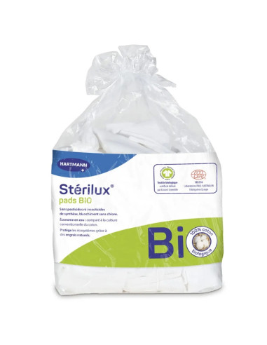 Hartmann Stérilux Pads BIO Coton Rectangles 8x10cm. x160