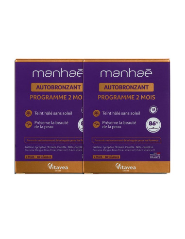 Manhaé Autobronzant. 2x60 gélules