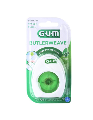 Gum Butlerweave Fil dentaire Ciré Menthe 55m