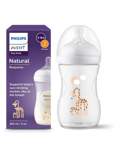 Avent Biberon Natural Girafe 3-6mois  260ml