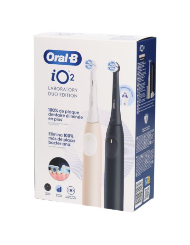 Oral-B Duo Pack iO2 Brosses à Dents Électriques Noire et Rose Clair