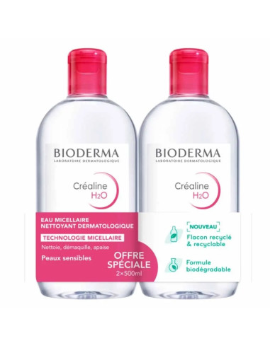 Bioderma Créaline H2O Eau Micellaire. Lot 2x500ml
