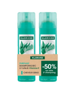 Klorane Shampooing Sec Ortie + Vitamine E. Lot 2 Sprays de 150ml