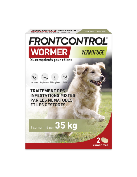 Frontcontrol Wormer XL Vermifuge Comprimés Chiens. x2