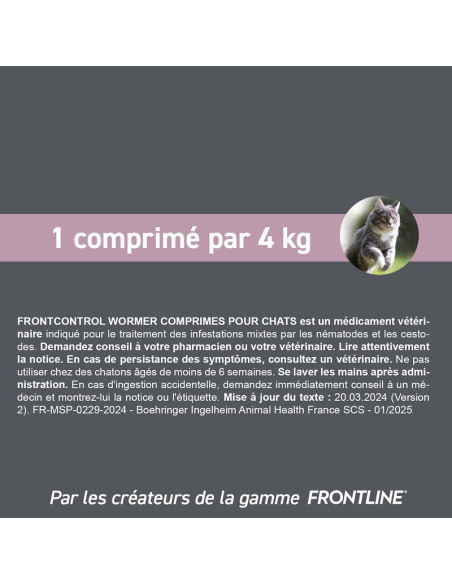 Frontcontrol Wormer Vermifuge Comprimés Chats