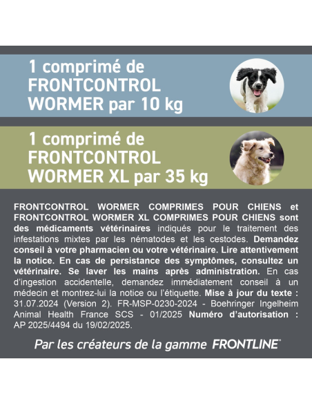Frontcontrol Wormer Vermifuge Comprimés Chiens