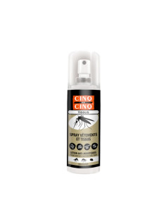 flacon avec étiquette noir et un moustique dessus
