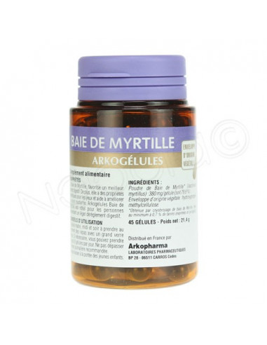 Arkogélules Baie de Myrtille - Confort digestif & Vision. 45 gélules