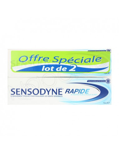Offre Spéciale Sensodyne Rapide et protection longue durée. Lot 2 tubes 75ml