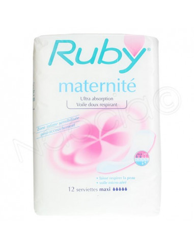 Ruby Maternité Ultra Absoption 12 Serviettes Maxi