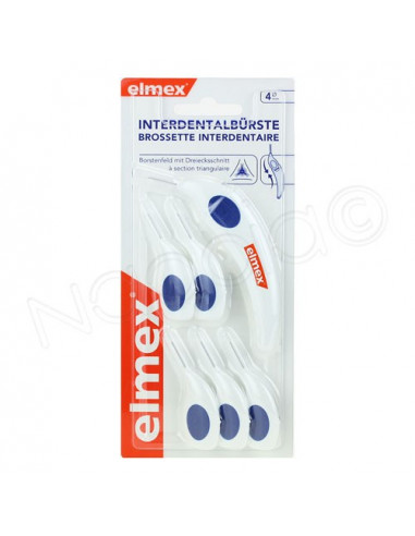 Elmex Brossette Interdentaire 4mm diamètre. x6 brossettes + manche ergonomique