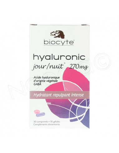 Biocyte Hyaluronic Jour/Nuit 270mg. Boite 30 comprimés + 30 gélules