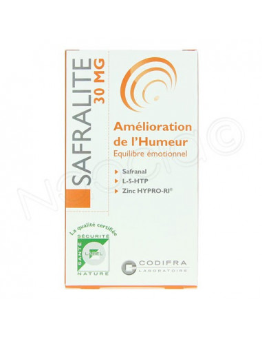 Safralite 30mg Amélioration de l'Humeur Equilibre Emotionnel. Boite 28 gélules