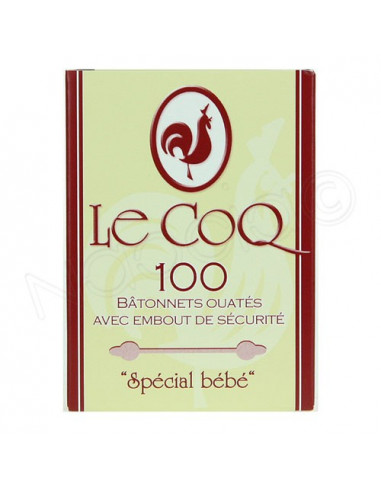 Le Coq 100 Bâtonnets Ouatés avec Embout Sécurité spécial Bébé