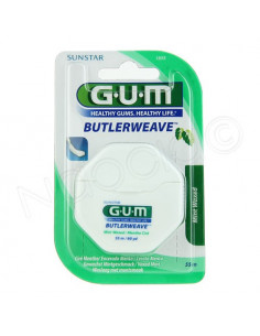 Gum Butlerweave Fil dentaire Ciré Menthe 55m