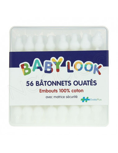 Baby Look 56 Bâtonnets Ouatés Embouts 100% coton avec matrice sécurité