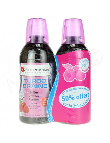 Offre Spéciale Forté Pharma Minceur Turbo Draine. Goût framboise 2 bouteilles de 500ml à prix réduit