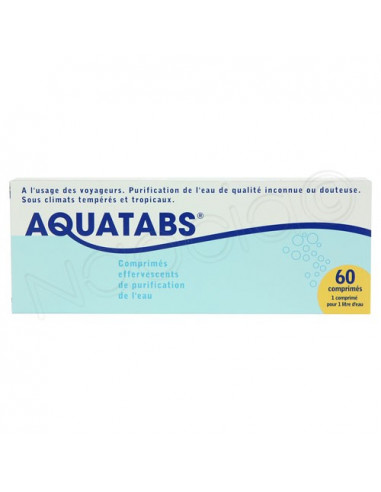 Aquatabs Purification de l'Eau. 60 comprimés (1 comprimé pour 1L)
