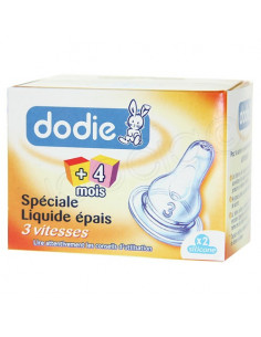DODIE Tétine silicone spéciale liquide épais 2ème âge. Boîte de 2 - ACL 7347617