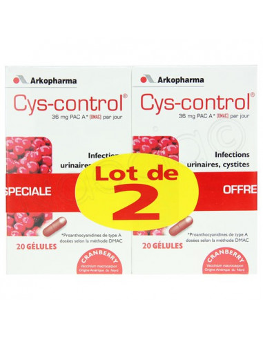 Cys-Control Confort Urinaire. Lot 2x20 gélules
