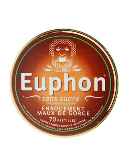 Euphon Sans Sucre Maux de gorge Enrouement 70 pastilles  - 2