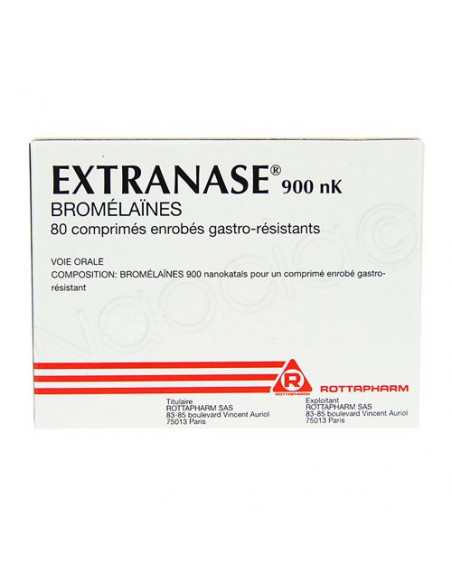 Extranase 900nl Bromélaïnes 80 comprimés enrobés gastro-résistants