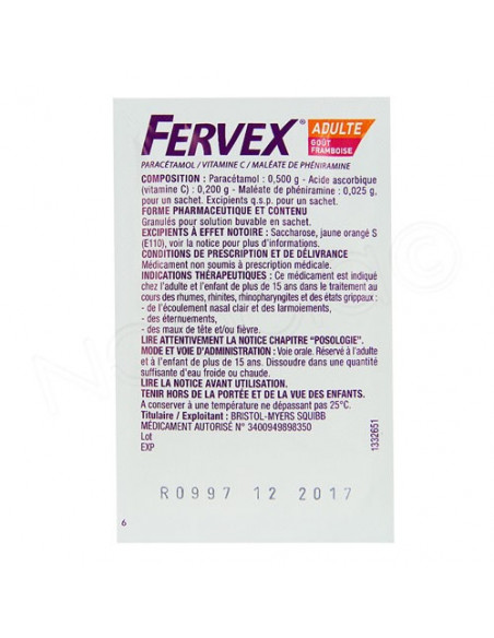 FERVEX ETAT GRIPPAL Adultes 8 sachets de granulés framboise Fervex - 3