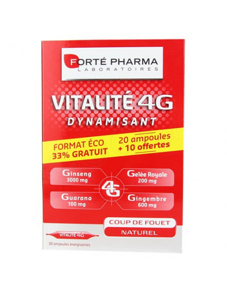 Offre Forté Pharma Vitalité 4G Dynamisant. 20 ampoules + 10 OFFERTES