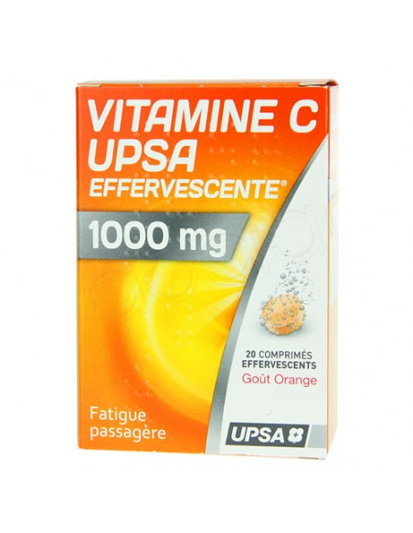 Vitamine C UPSA Effervescente 1000 mg. 20 comprimés effervescents goût Orange