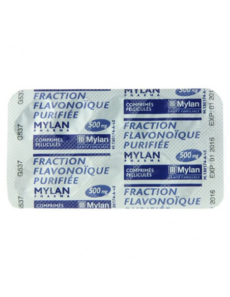 Fraction Flavonoïque purifiée Mylan 500mg 60 comprimés pelliculés  - 3