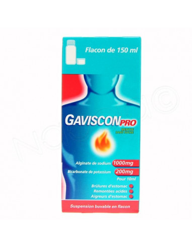 GAVISCONPRO MENTHE SANS SUCRE 1000 mg/200 mg/10 ml suspension buvable - Pharmacie en ligne