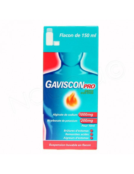 GAVISCONPRO MENTHE SANS SUCRE 1000 mg/200 mg/10 ml suspension buvable - Pharmacie en ligne